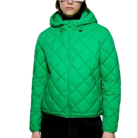 ZARA HOODED QUILTED JACKET GREEN | 2969/055 - Picture 1 of 13